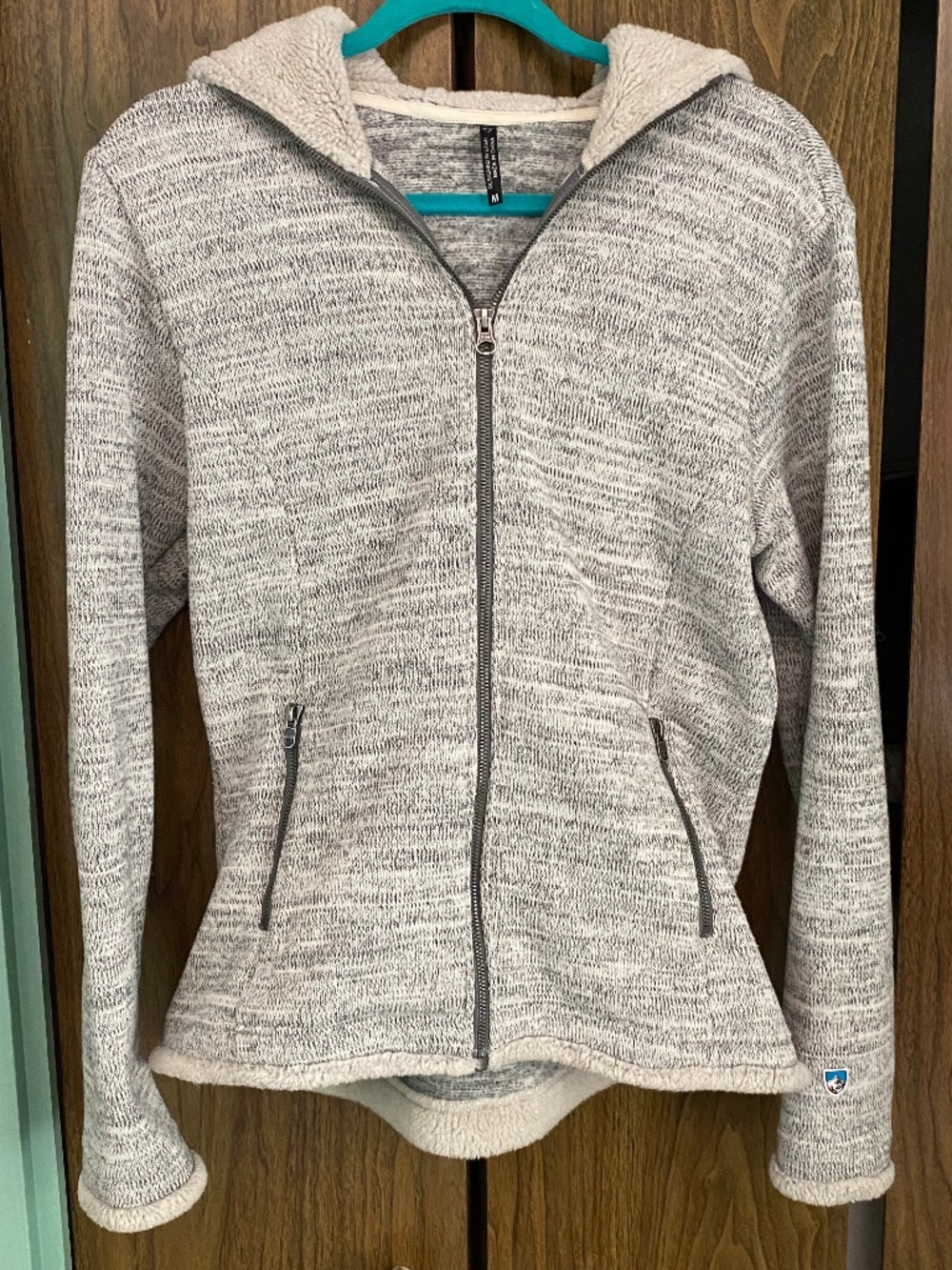 KUHL Women's Grey Knit Full-Zip Sherpa Lined Hoodie Jacket - Size Medium (M)